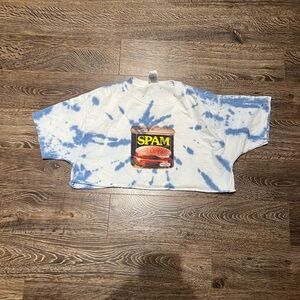 Spam Can Blue Tye Dys Crop Too